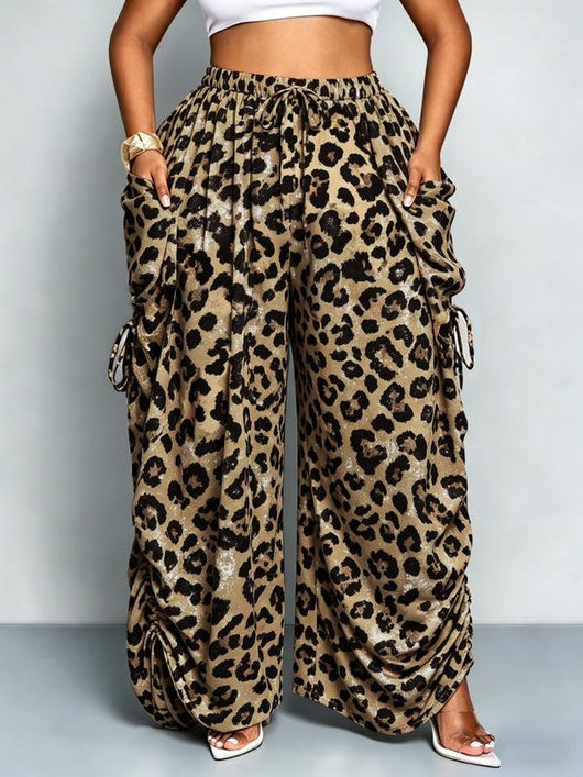 Plus Size Women's Base Polka Dot Wide Leg Pants