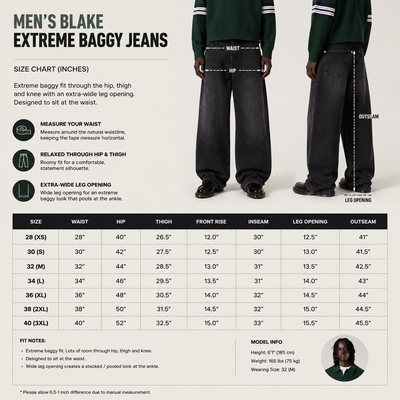 Men's Extreme Baggy Jeans Black