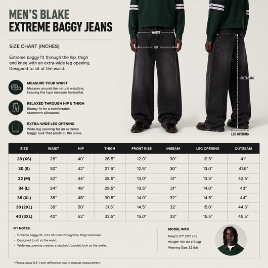 Men's Extreme Baggy Jeans Black