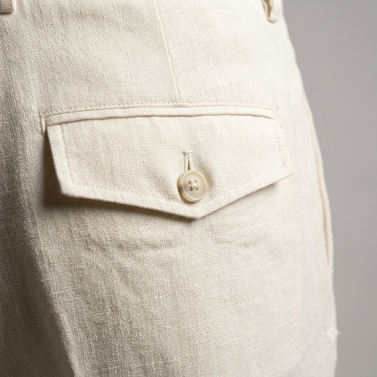 100% Linen Relaxed-Fit Drawstring Trousers