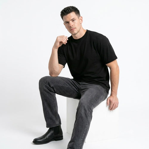 12-Pack Men's Black Crew Neck T-Shirt