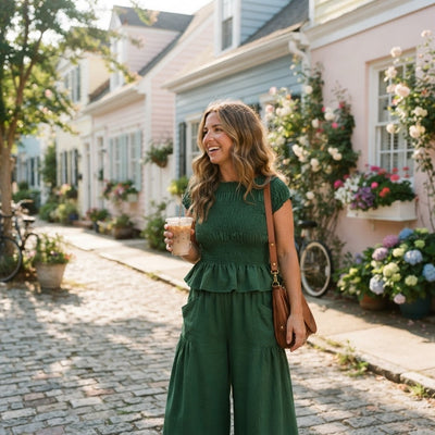 Women’s 2-Piece Smocked Top & Wide-Leg Pants Sets