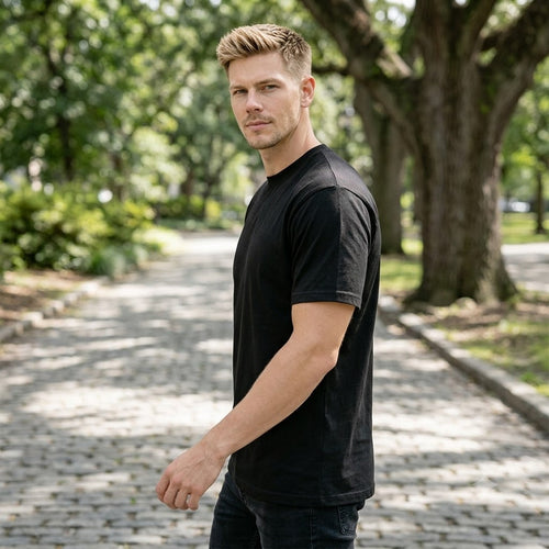 12-Pack Men's Black Crew Neck T-Shirt