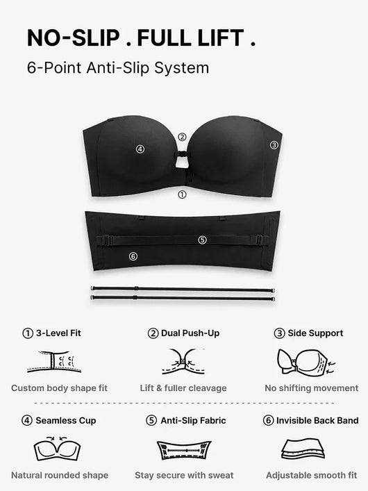 Strapless Front Closure Push Up Bra