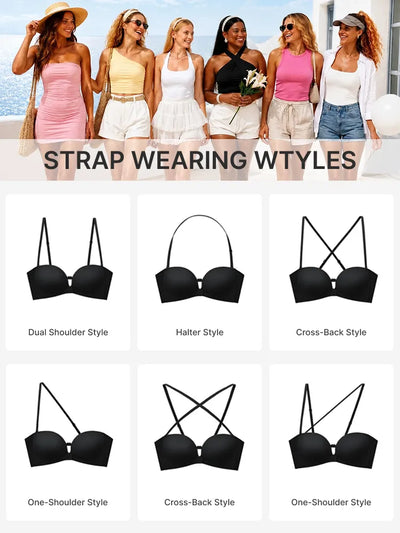 Strapless Front Closure Push Up Bra