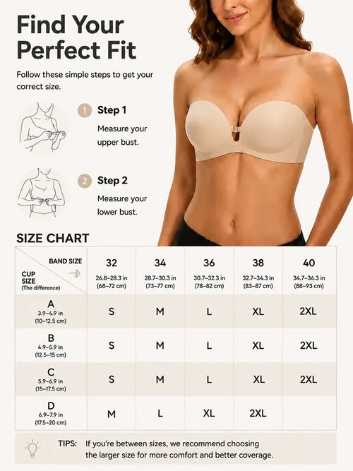 Strapless Front Closure Push Up Bra