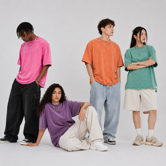 Unisex Oversized 4-Pack  Acid Washed Shirts