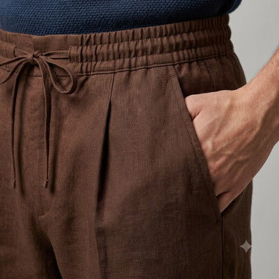 100% Linen Relaxed-Fit Drawstring Trousers