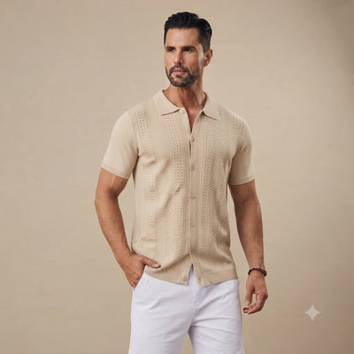 Men's Knitted Button Down Shirt