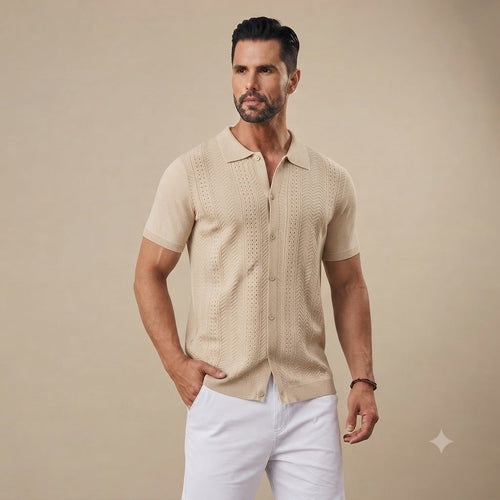 Men's Knitted Button Down Shirt