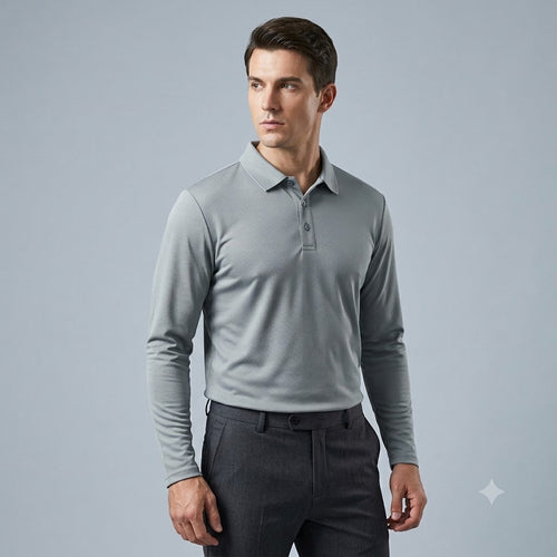 Mens Long Sleeve Golf Polo's 4 Pack