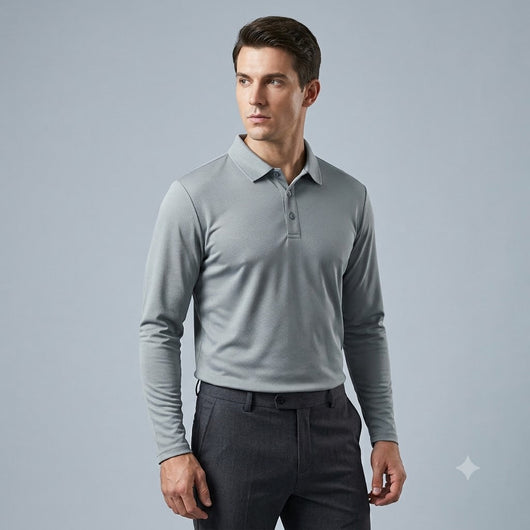 Mens Long Sleeve Golf Polo's 4 Pack