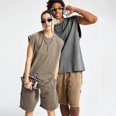 Unisex Acid Wash Tank Tops