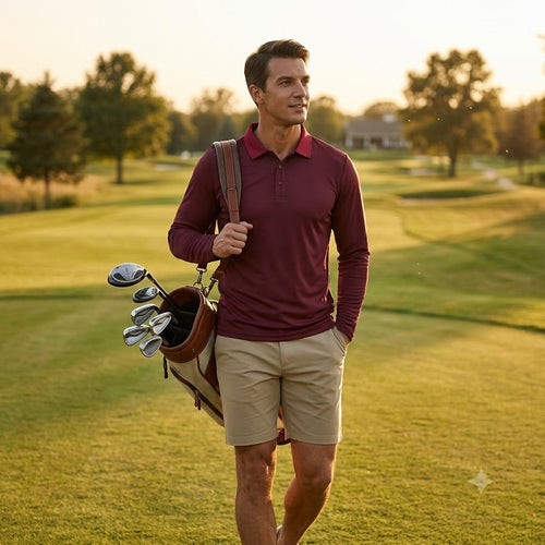 Mens Long Sleeve Golf Polo's 4 Pack