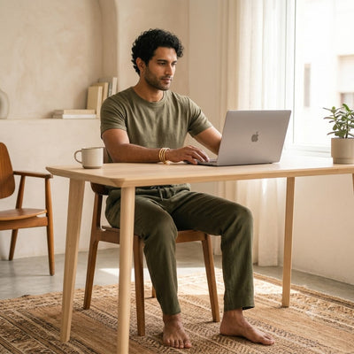 100% Linen Relaxed-Fit Drawstring Trousers