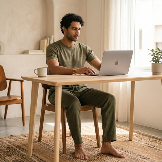 100% Linen Relaxed-Fit Drawstring Trousers