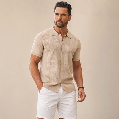 Men's Knitted Button Down Shirt