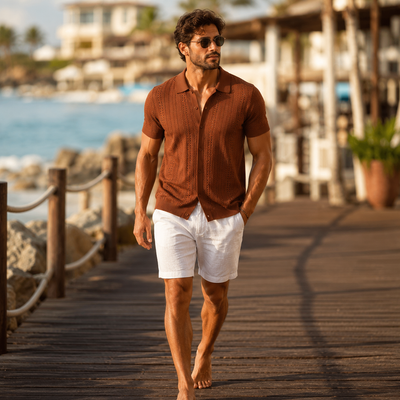 Men's Knitted Button Down Shirt