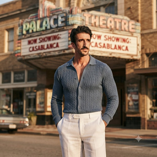 Men's Knitted Button Down Shirt