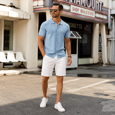 Men's Knitted Button Down Shirt