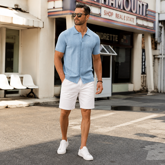 Men's Knitted Button Down Shirt