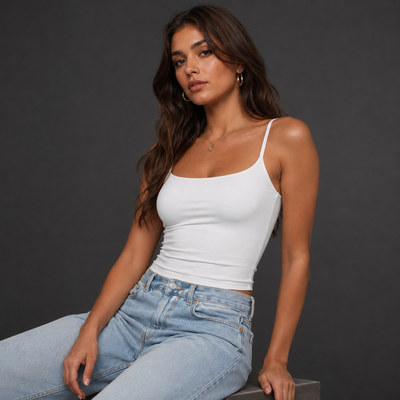 Women's Double-Lined Square Neck Cami Tank Top