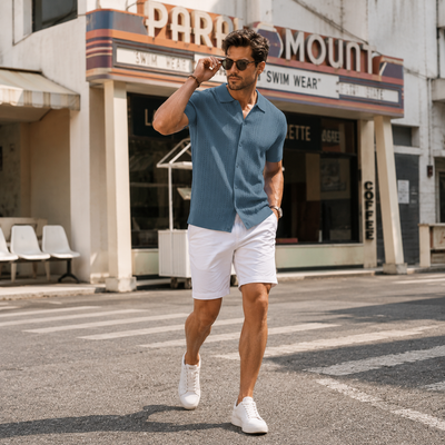 Men's Knitted Button Down Shirt
