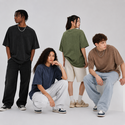 Unisex Oversized 4-Pack  Acid Washed Shirts