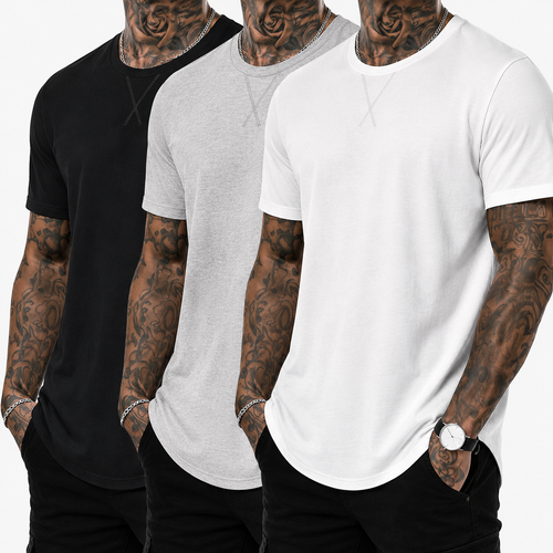 Men's Longline Crew Neck T-Shirt 3-Pack