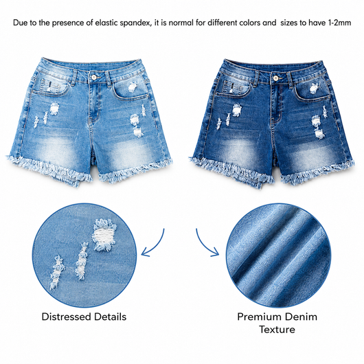 Women's Retro Washed Frayed Stretch Jeans 2Pcs