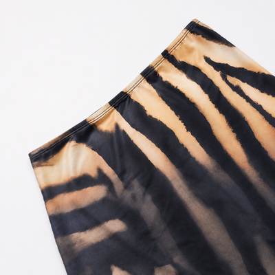 Women's One-Shoulder Animal Print Mesh Skirt Set