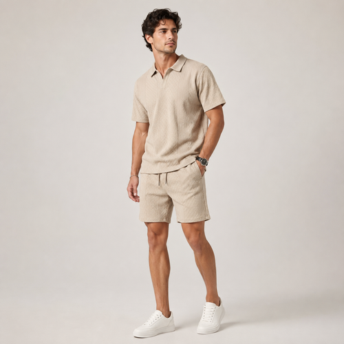 Men's Polo Shirt Shorts Set