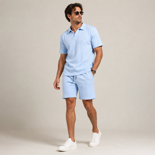Men's Polo Shirt Shorts Set