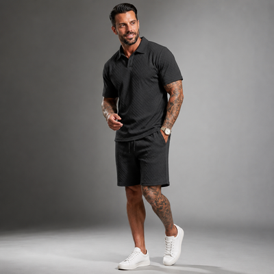 Men's Polo Shirt Shorts Set