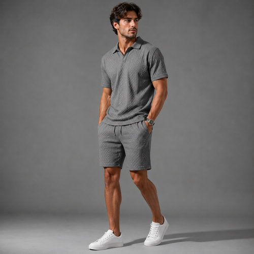 Men's Polo Shirt Shorts Set