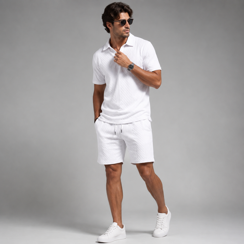 Men's Polo Shirt Shorts Set