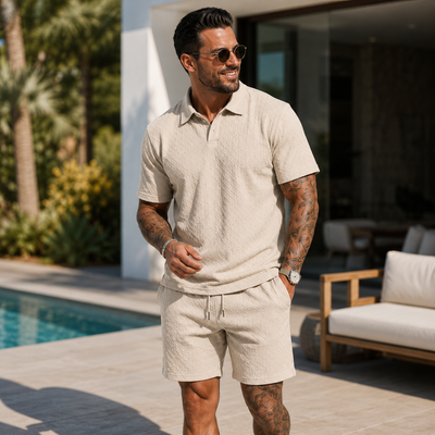 Men's Polo Shirt Shorts Set