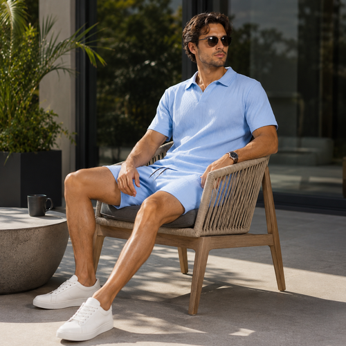 Men's Polo Shirt Shorts Set