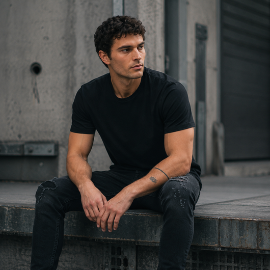 Curve Hem Fitted Crew Neck Tee