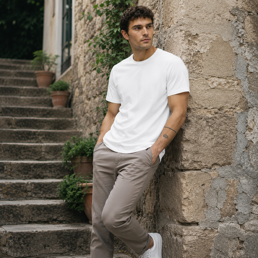 Curve Hem Fitted Crew Neck Tee