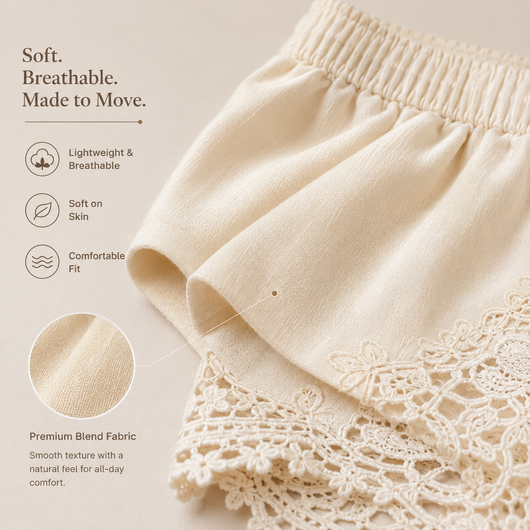 Silky Lace Trim Shorts for Women