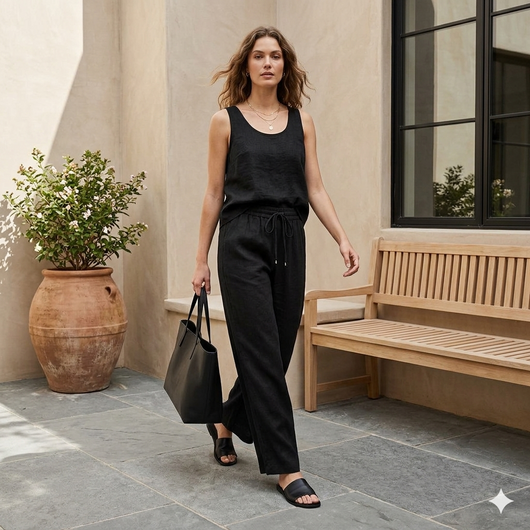 Women’s Palazzo Pants – Lightweight Wide Leg Summer Trousers with Pockets
