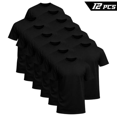 12-Pack Men's Black Crew Neck T-Shirt