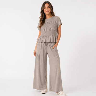 Women’s 2-Piece Smocked Top & Wide-Leg Pants Sets