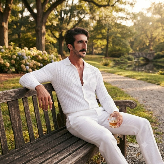 Men's Knitted Button Down Shirt