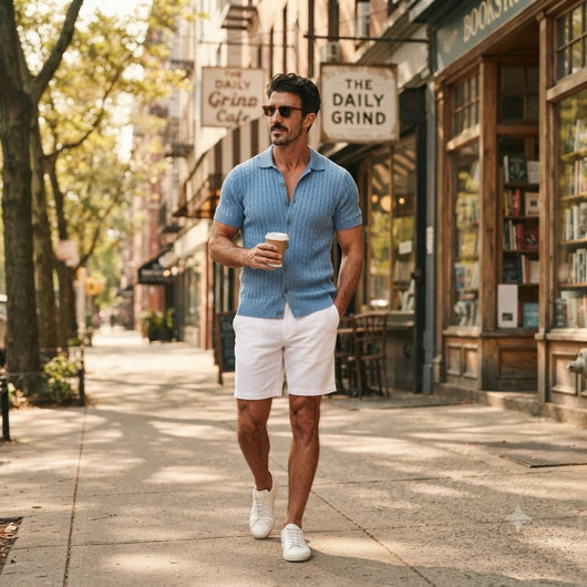 Men's Knitted Button Down Shirt