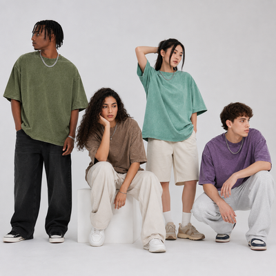 Unisex Oversized 4-Pack  Acid Washed Shirts