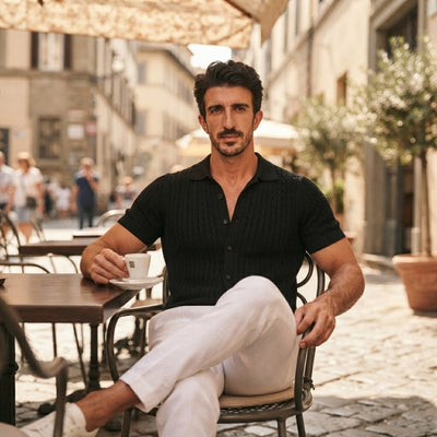 Men's Knitted Button Down Shirt