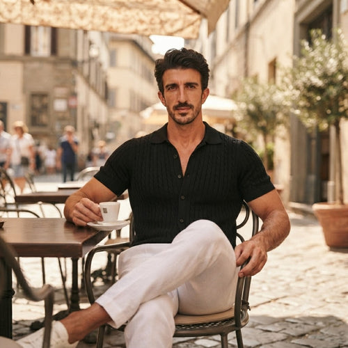 Men's Knitted Button Down Shirt