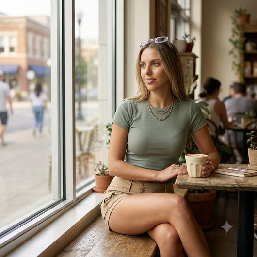 Women's 3-Piece Short-Sleeve Slim-Fit Crop T-Shirt Set
